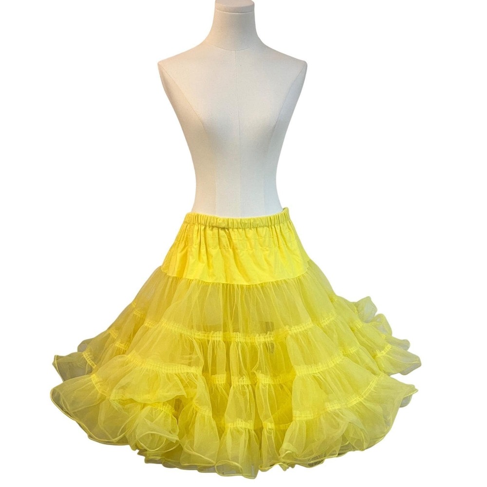 Vintage Malo Models Yellow Crinoline Petticoat Skirt Rockabilly L